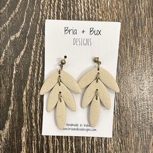 Bria + Bux Cream Leaf Earrings